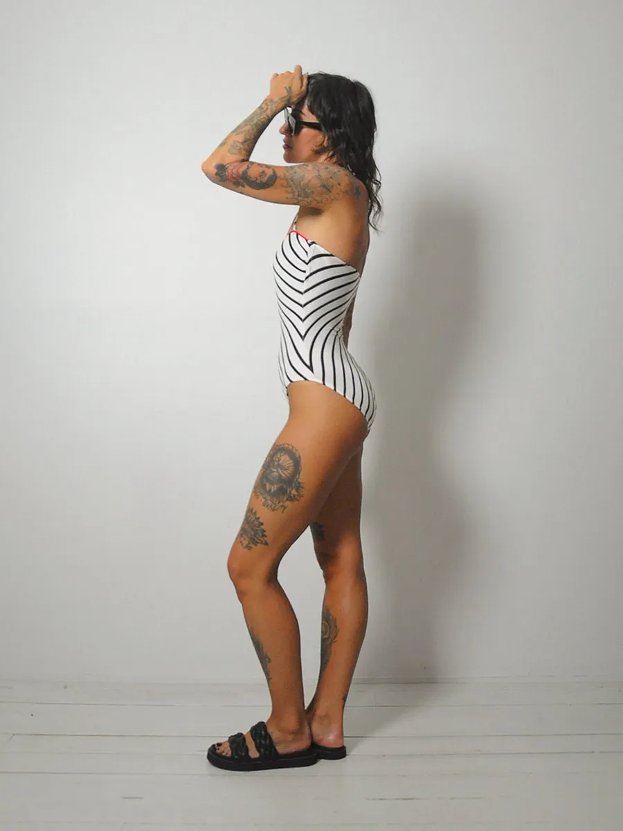 1980's Cole of CA Striped Swimsuit