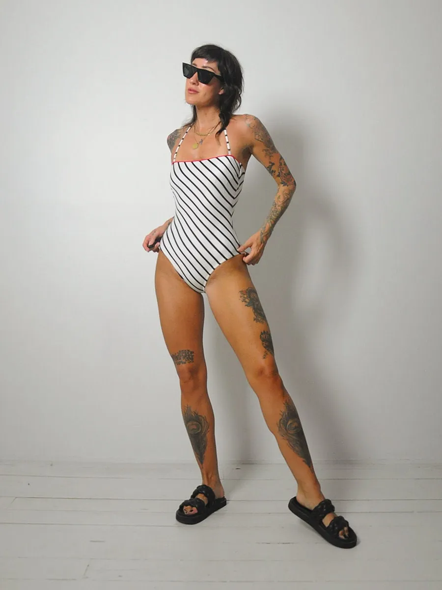 1980's Cole of CA Striped Swimsuit