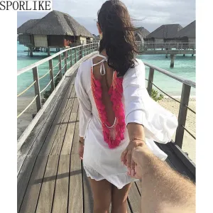 BACKLESS TASSEL BIKINI COVER UP
