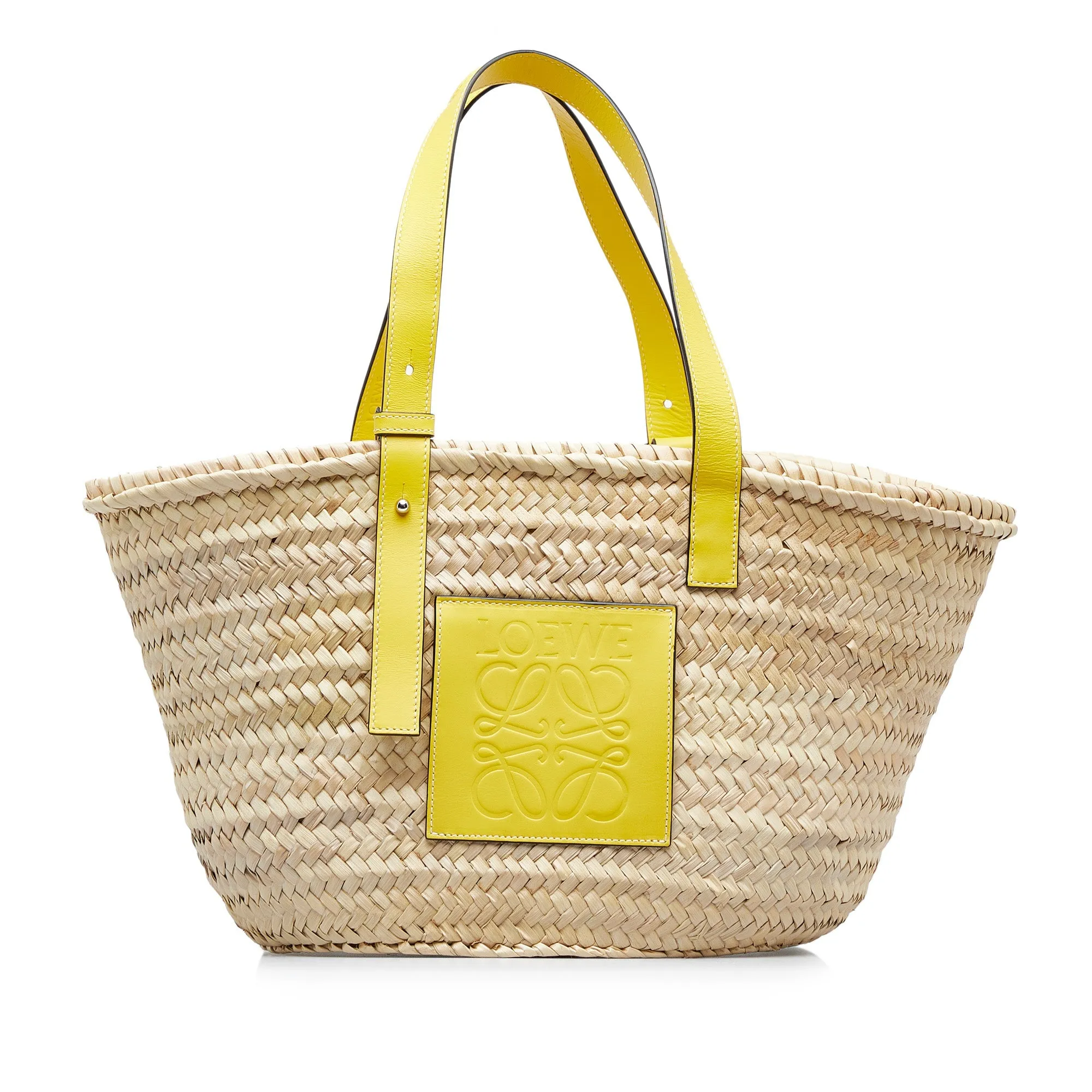 Beige Loewe Raffia Basket Tote