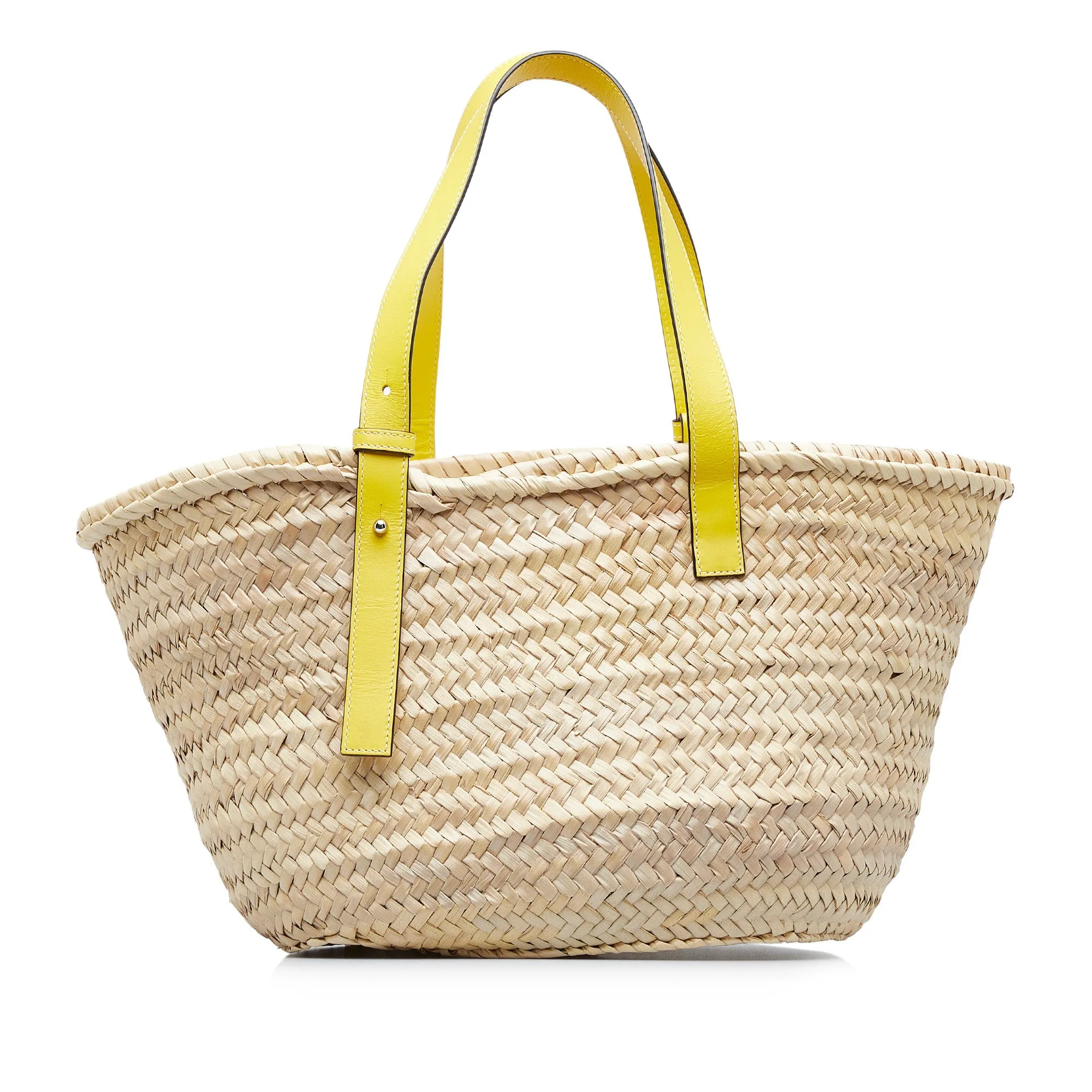 Beige Loewe Raffia Basket Tote