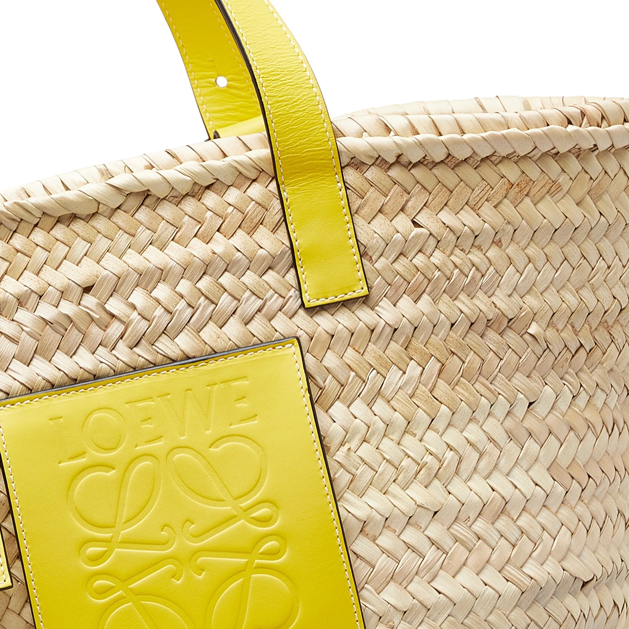 Beige Loewe Raffia Basket Tote