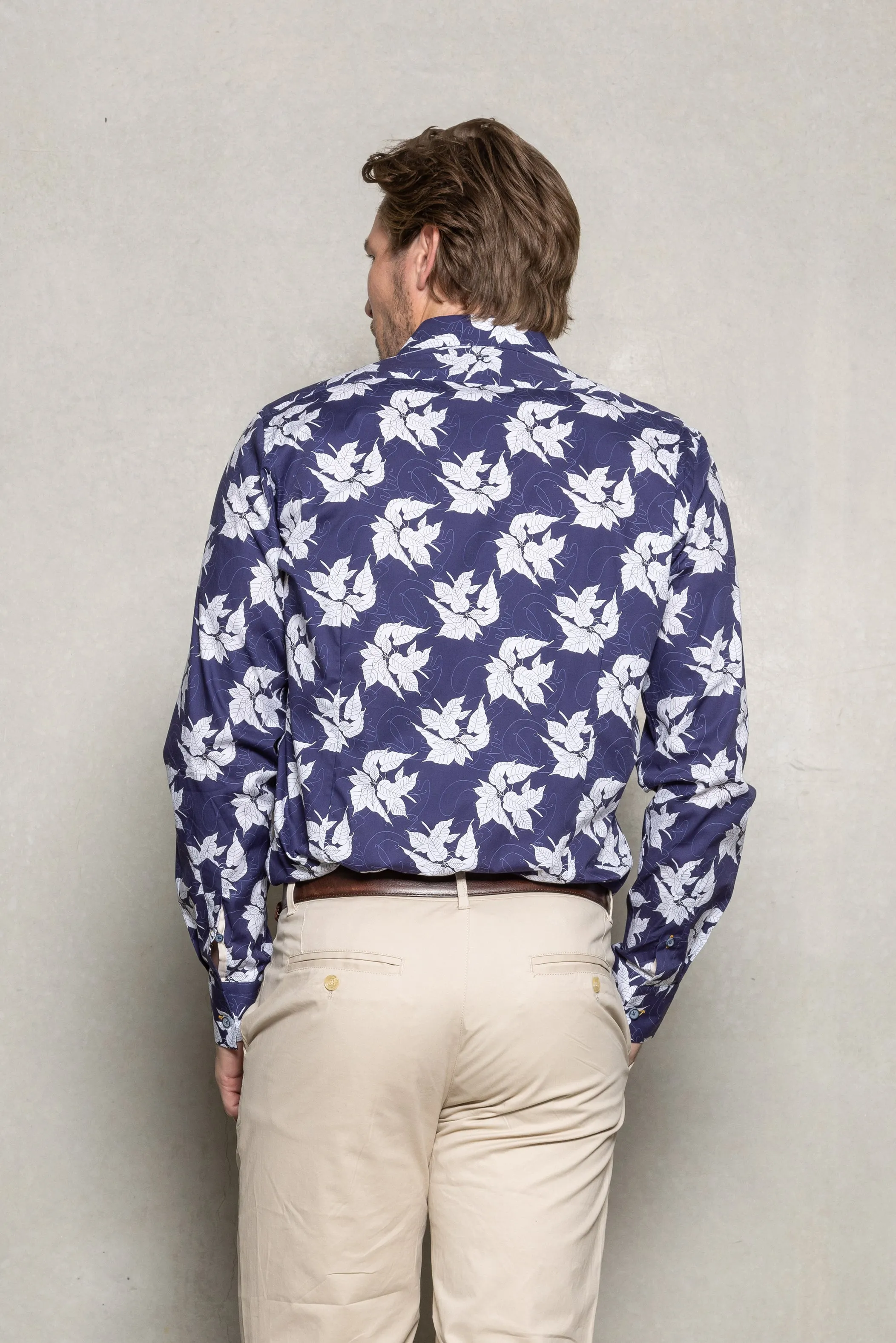 Blake Bold Floral Print Shirt: Thunderstorm