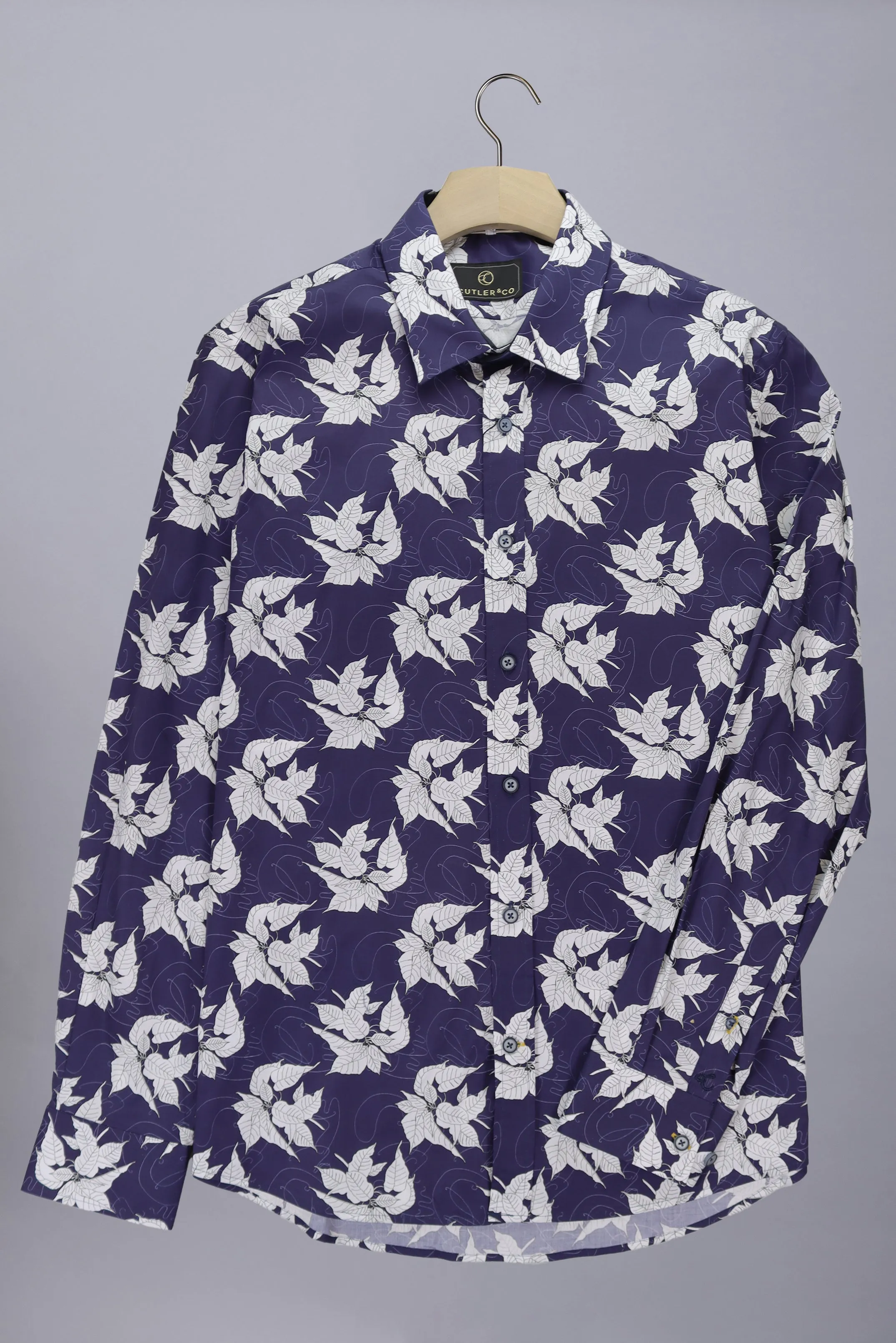 Blake Bold Floral Print Shirt: Thunderstorm