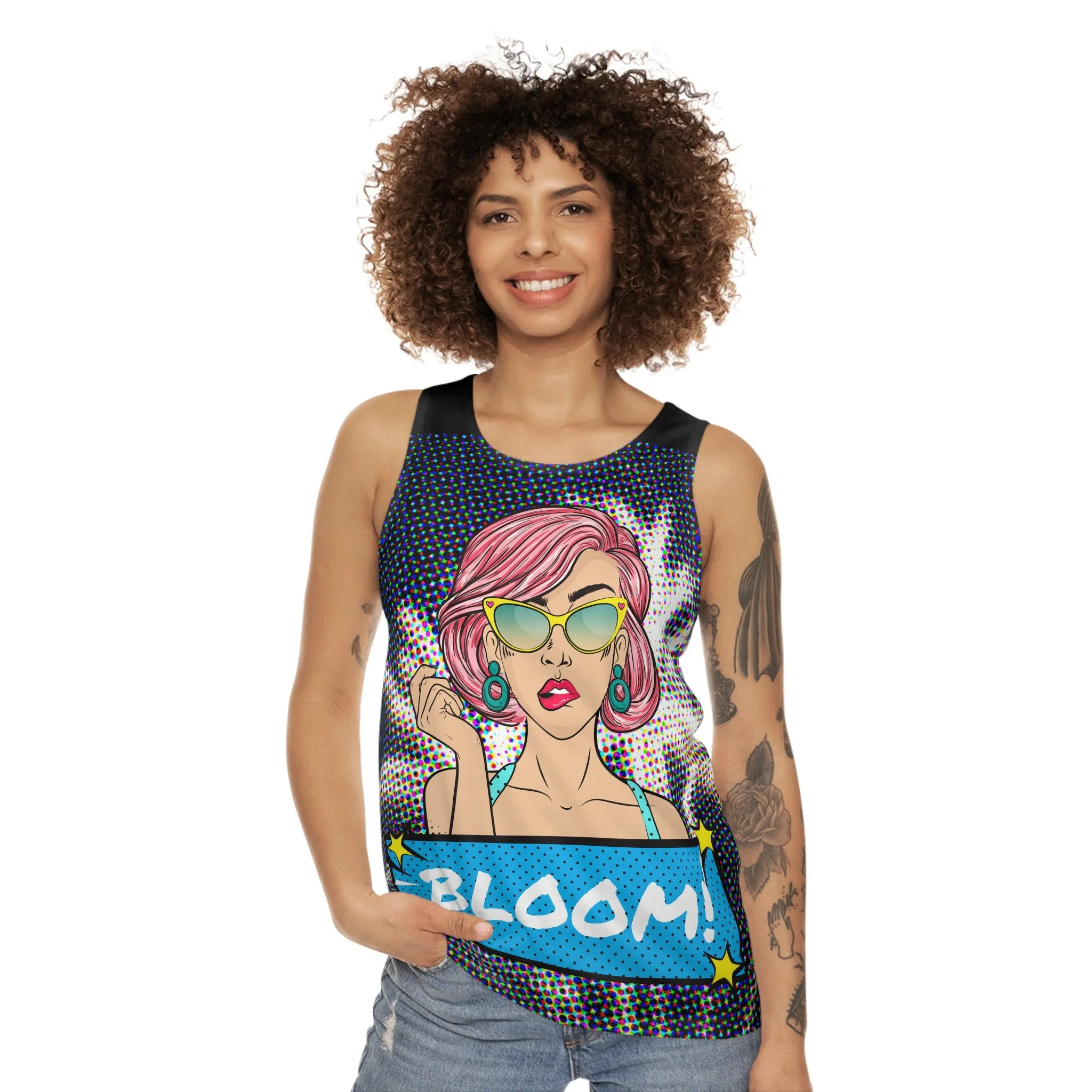bloom retro comic graphic tank