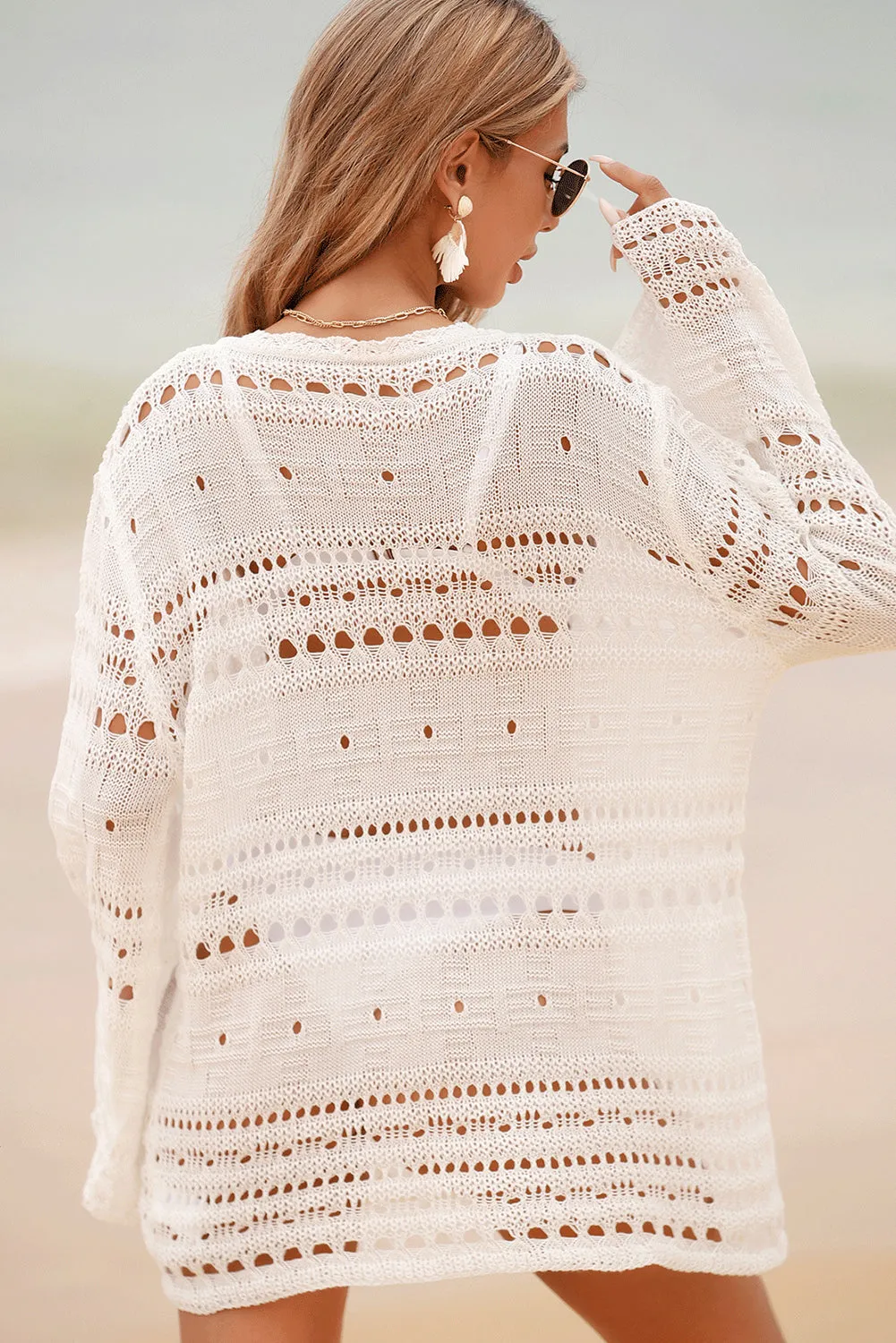 Bohemian Lace Detail Knit Cover Up