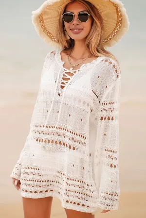 Bohemian Lace Detail Knit Cover Up