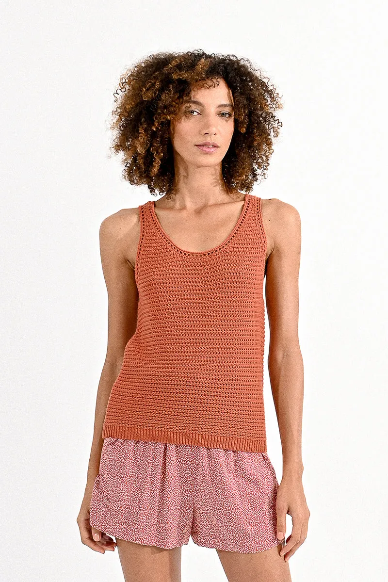 Boho Caramel Crochet Top