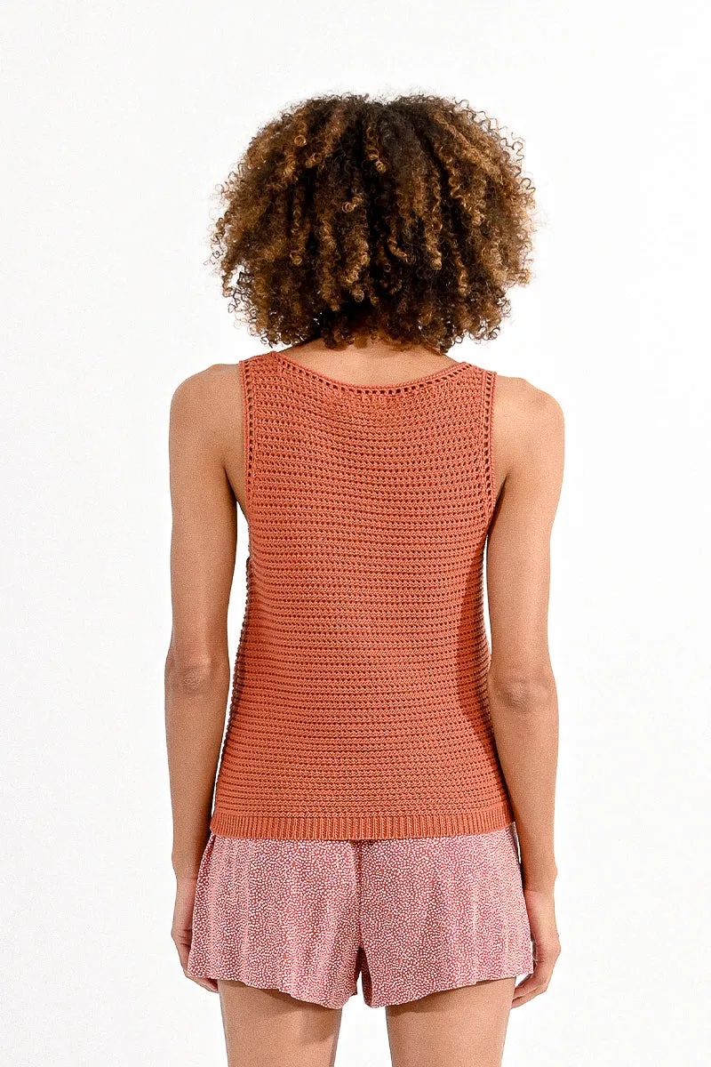 Boho Caramel Crochet Top