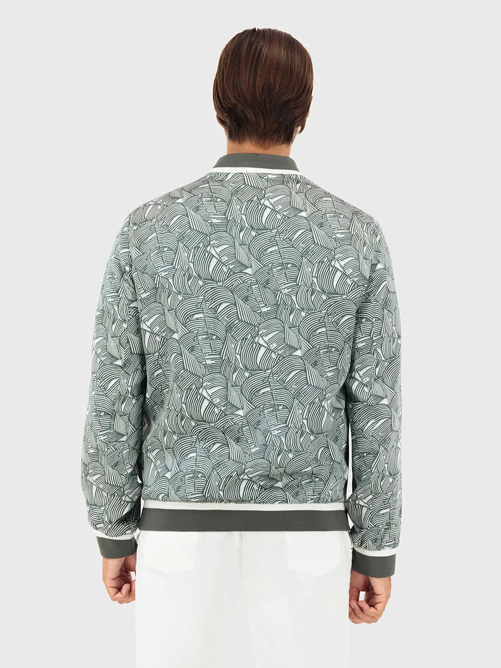 Bomber Jacket in Printed Cinema Band Pattern