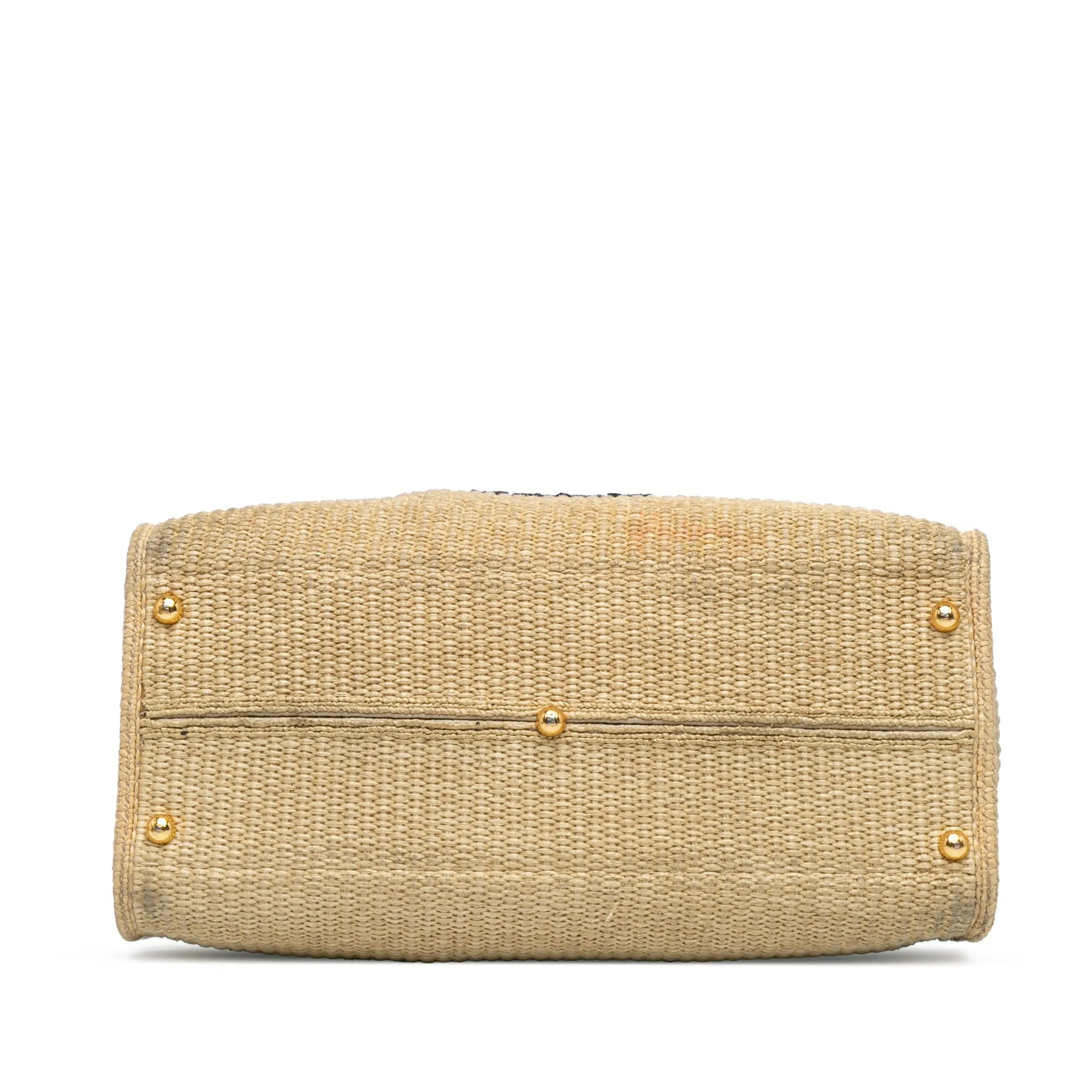 Brown Fendi Medium Sunshine Raffia Tote Satchel