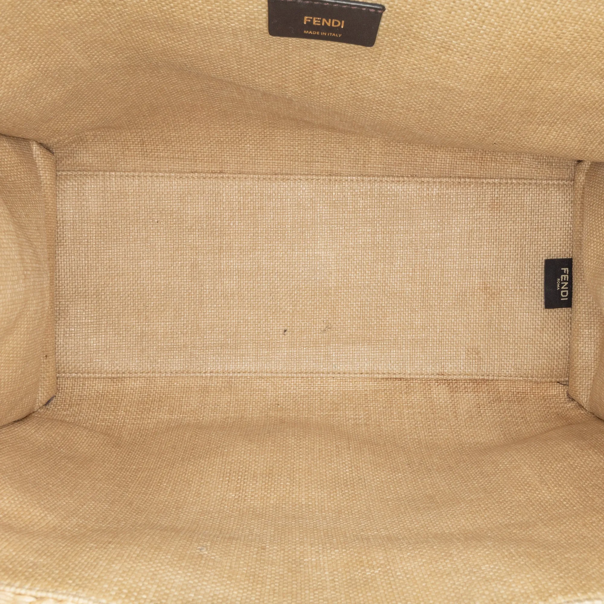 Brown Fendi Medium Sunshine Raffia Tote Satchel
