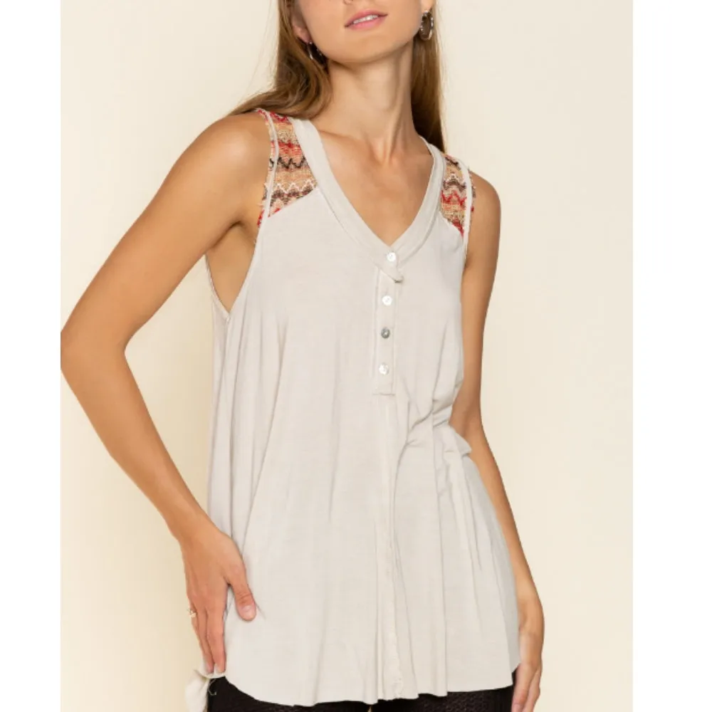 Chevron Spliced Sleeveless Top