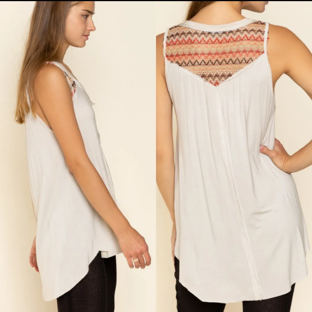 Chevron Spliced Sleeveless Top