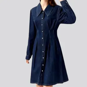 Classic dark a line denim dress
