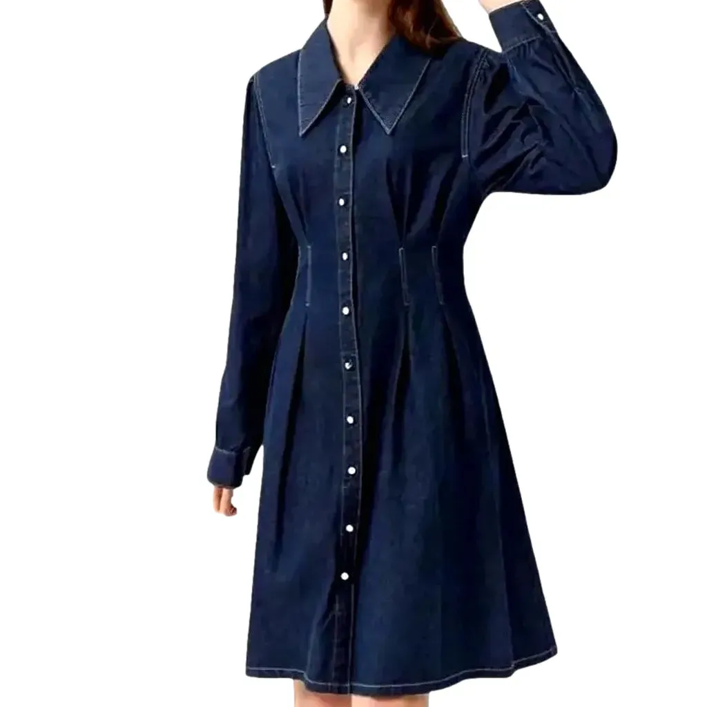 Classic dark a line denim dress