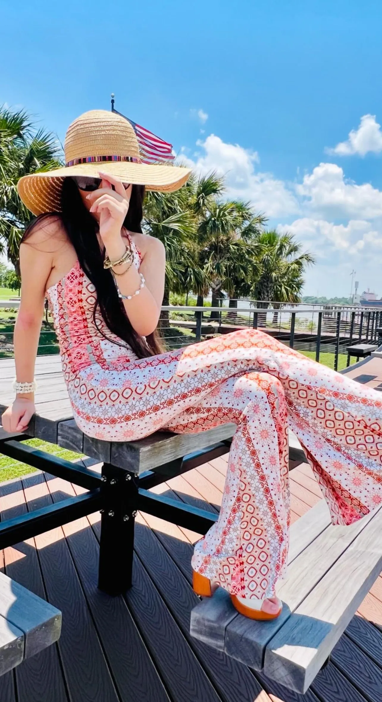Coral Sage Boho Halter/ Bell Bottom Set