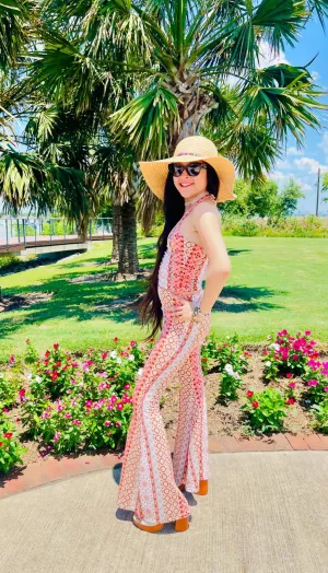 Coral Sage Boho Halter/ Bell Bottom Set