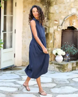 Daphne Linen Shirtdress | Navy