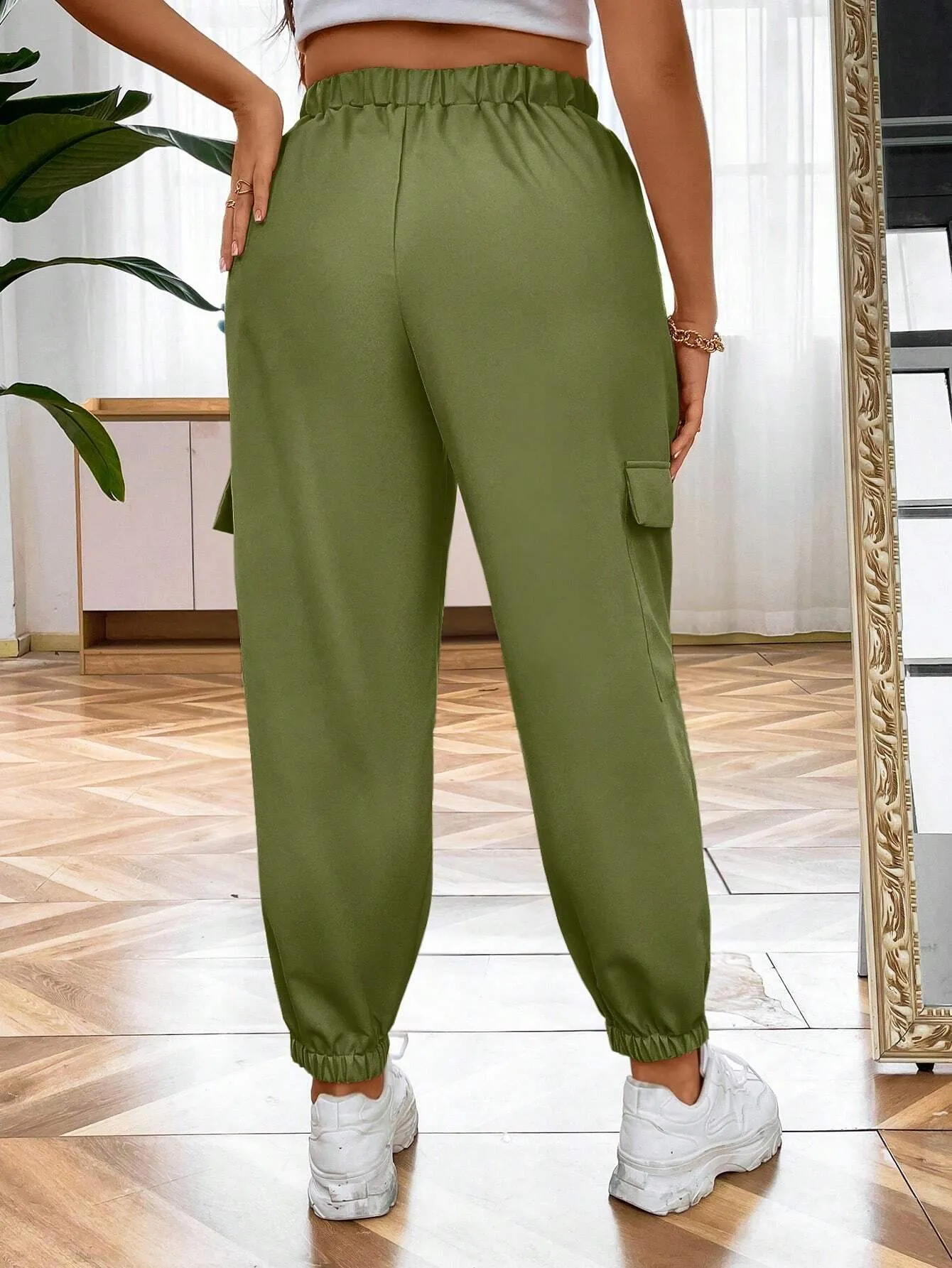 Flap Pocket Side Tie Front Cargo Pants
