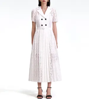 Floral Chiffon Midi Dress White
