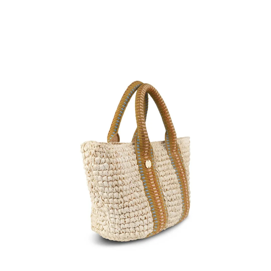 Gili Raffia Vegan Tote Bag | Natural & Copper Stripe