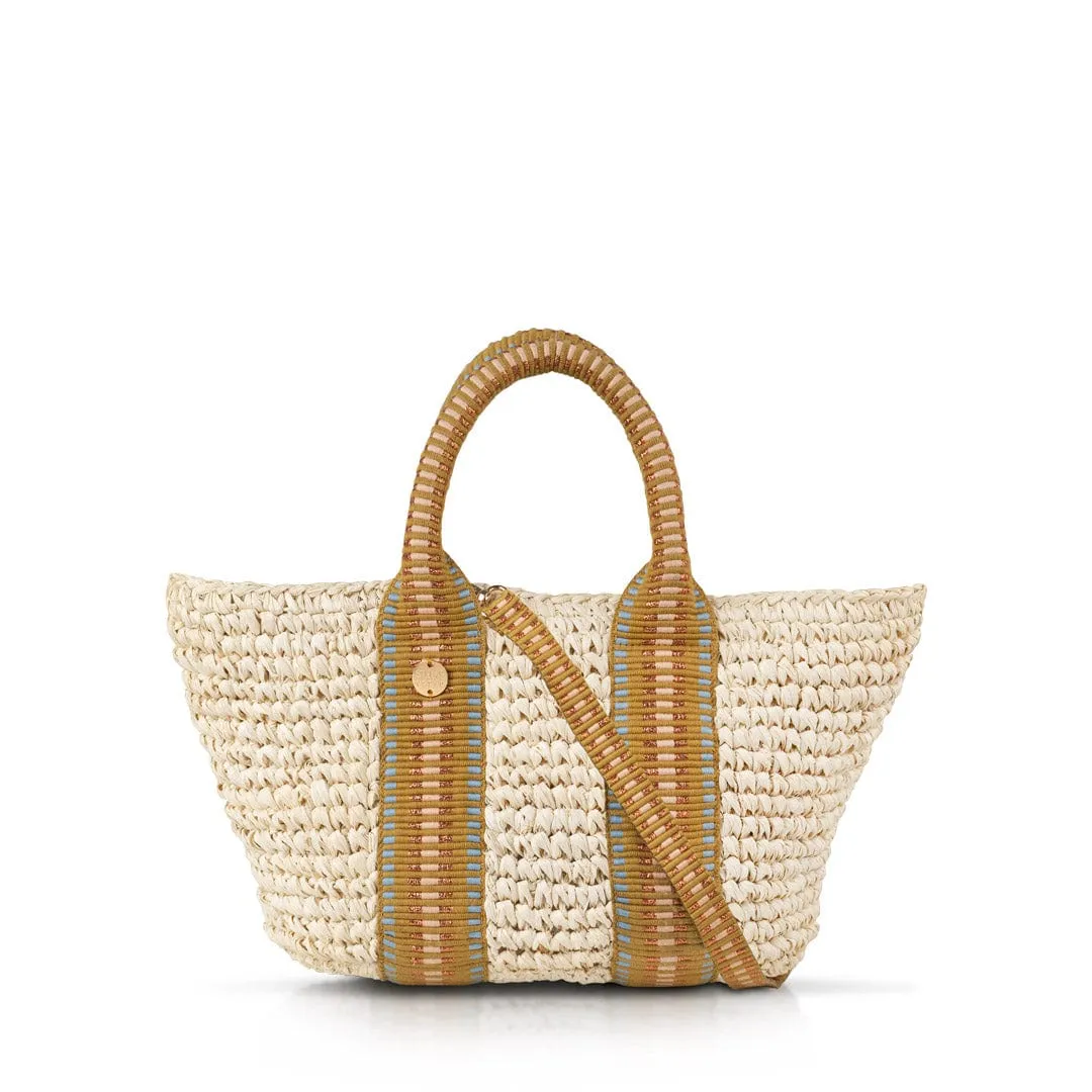 Gili Raffia Vegan Tote Bag | Natural & Copper Stripe