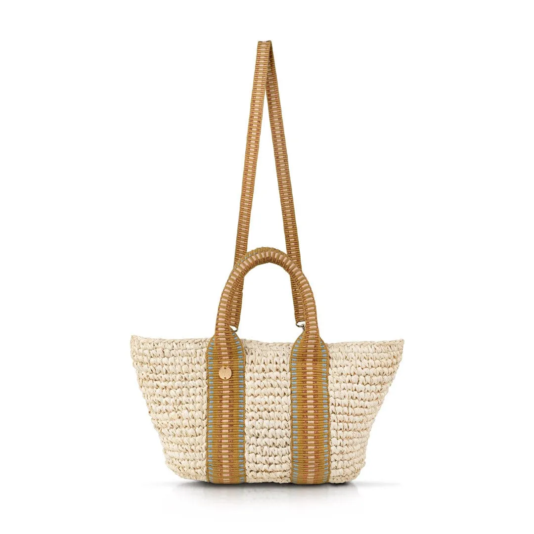 Gili Raffia Vegan Tote Bag | Natural & Copper Stripe