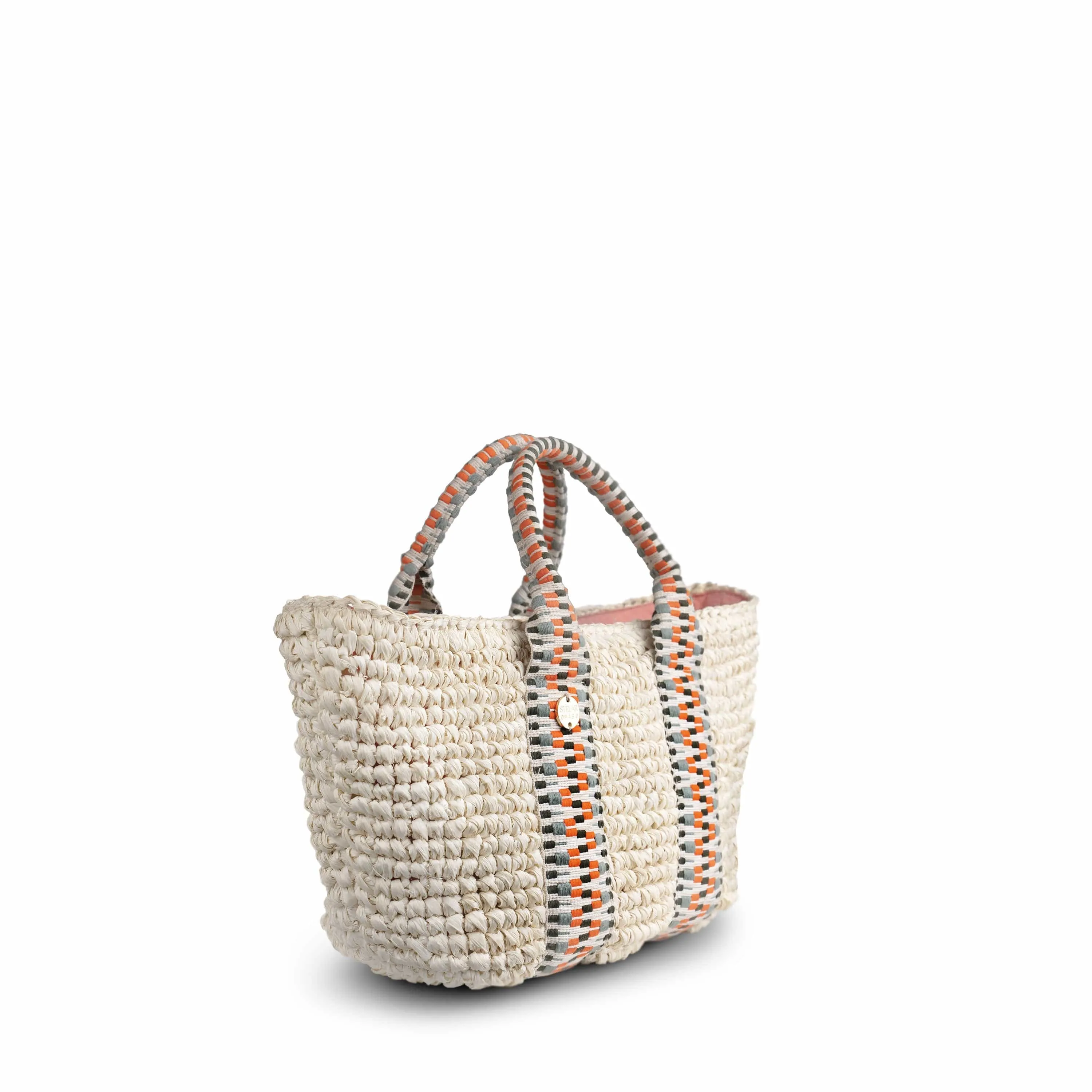 Gili Raffia Vegan Tote Bag | Natural & Hot Orange
