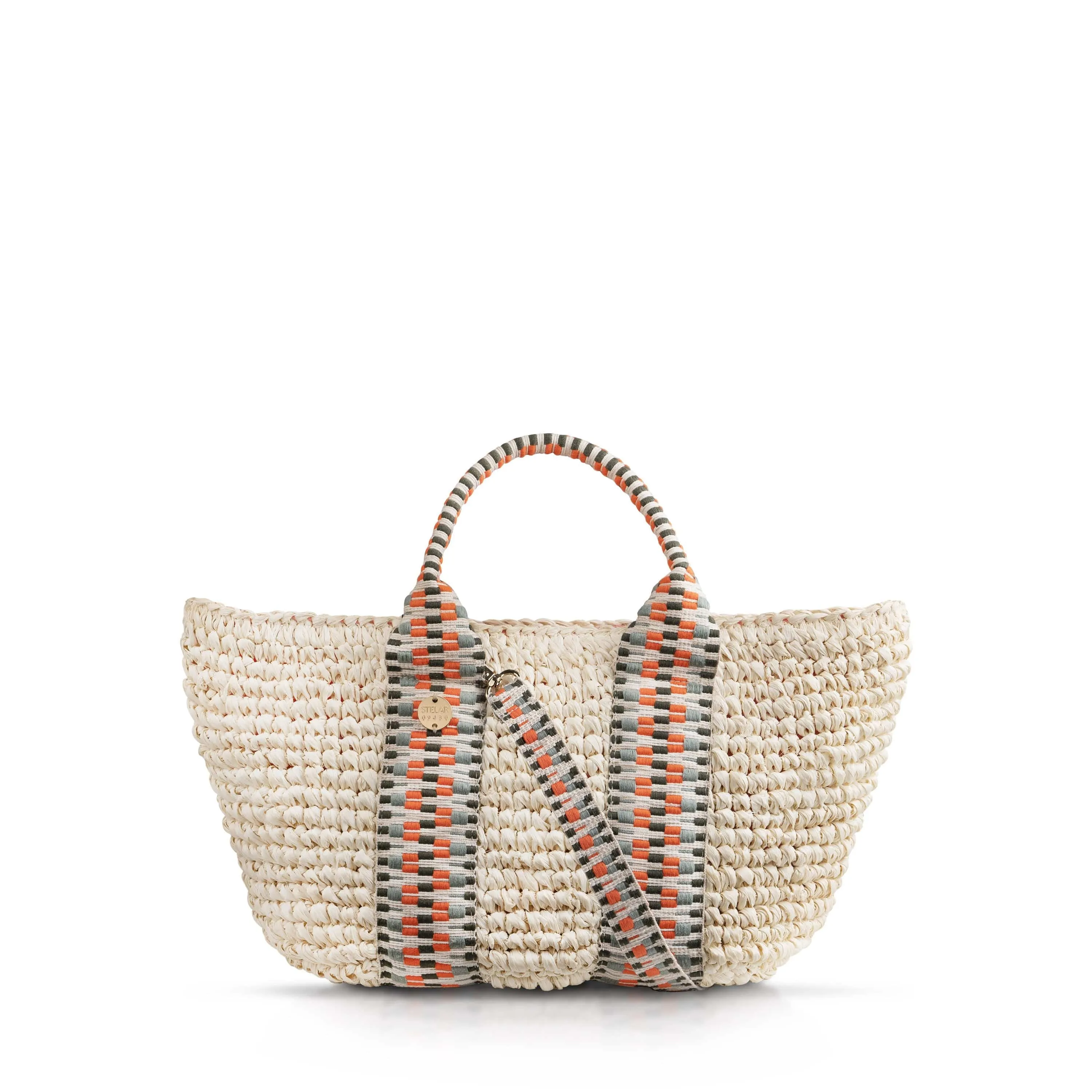 Gili Raffia Vegan Tote Bag | Natural & Hot Orange