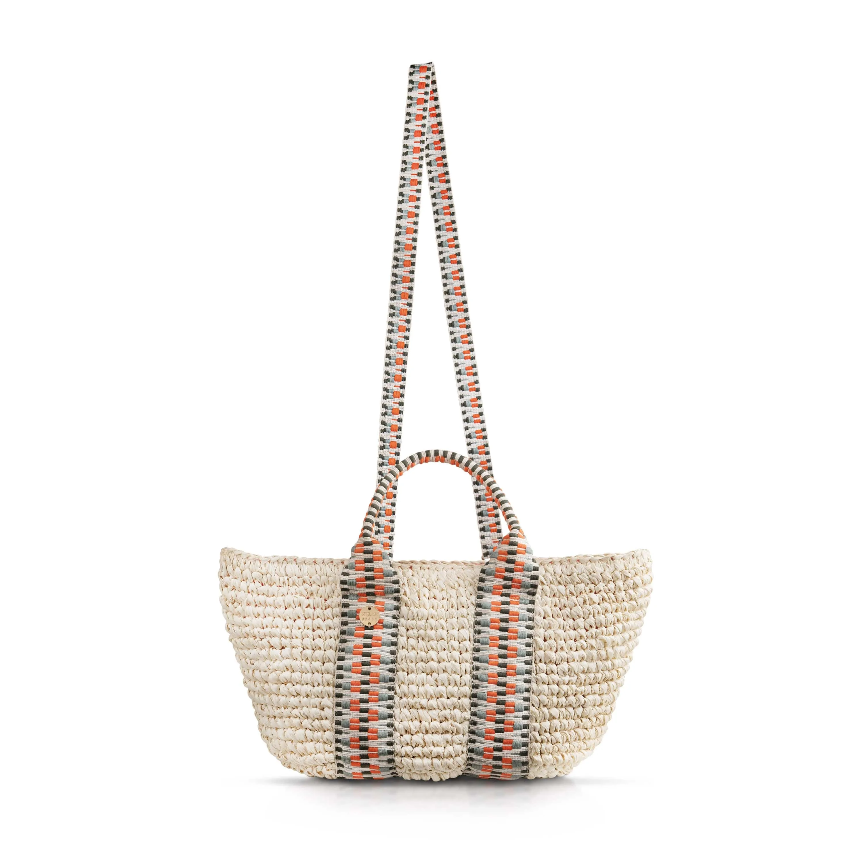 Gili Raffia Vegan Tote Bag | Natural & Hot Orange