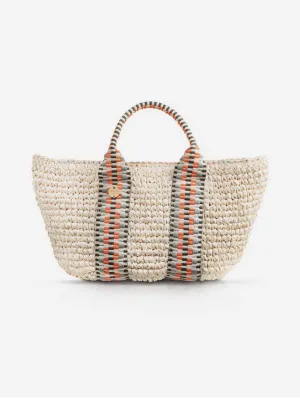 Gili Raffia Vegan Tote Bag | Natural & Hot Orange