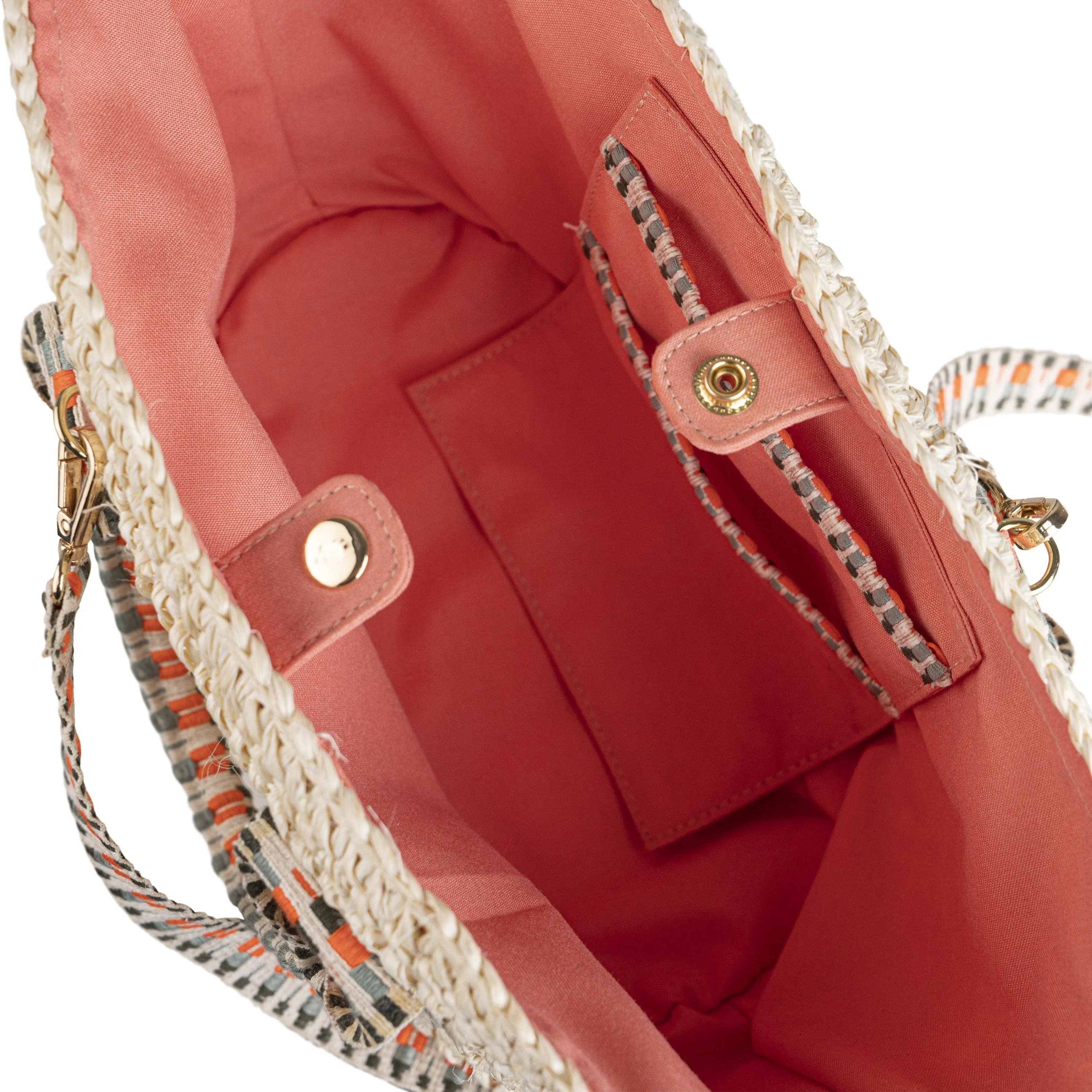 Gili Raffia Vegan Tote Bag | Natural & Hot Orange