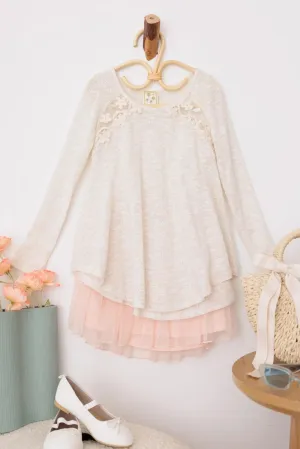 Girls Western Embroidered Lace Long Sleeve Top
