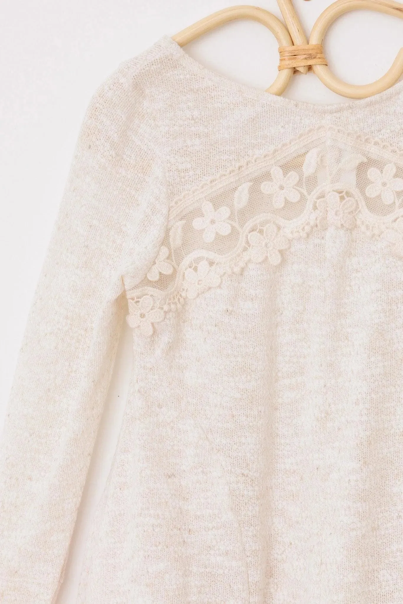 Girls Western Embroidered Lace Long Sleeve Top
