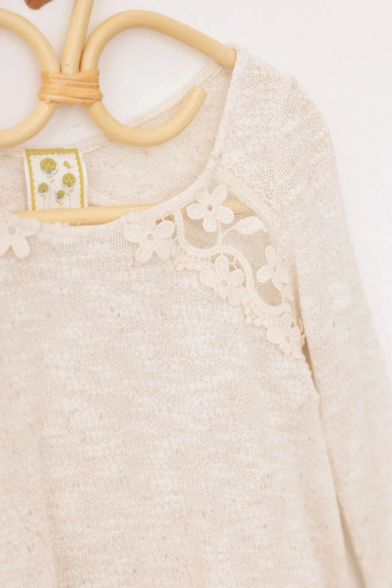 Girls Western Embroidered Lace Long Sleeve Top