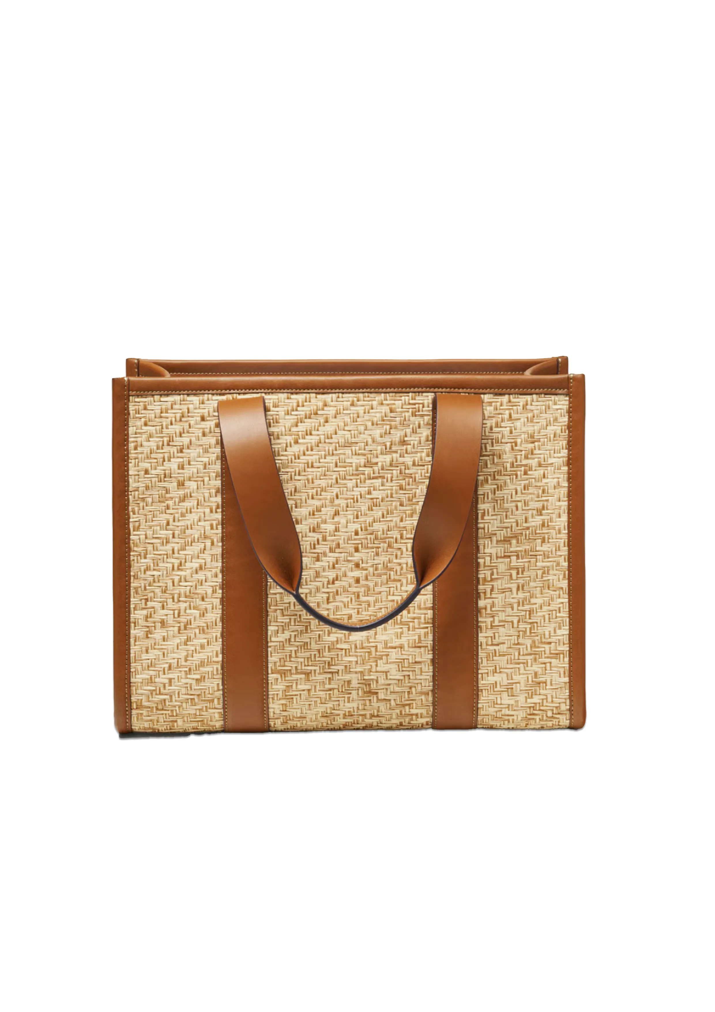 Henley Raffia Tote Biscuit Raffia & Smooth Tan