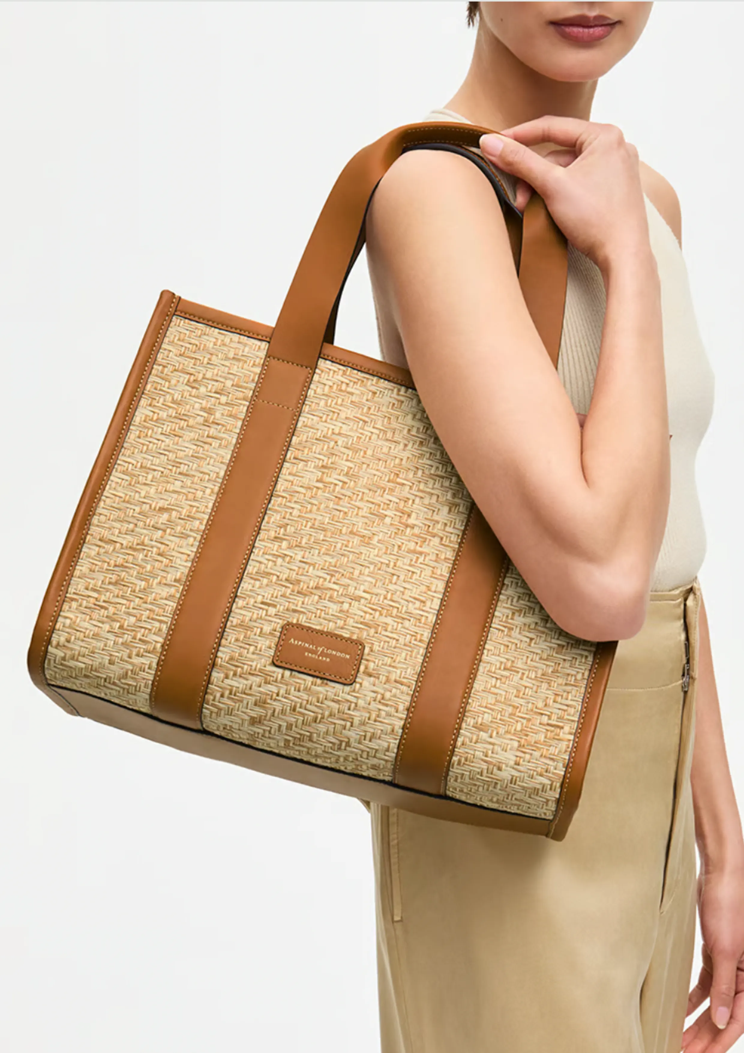 Henley Raffia Tote Biscuit Raffia & Smooth Tan