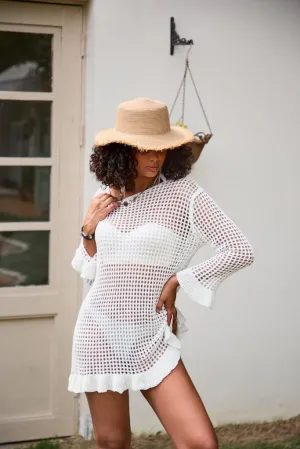 Hollow Out Swim Bikini Mesh Cover Up Shirt Top