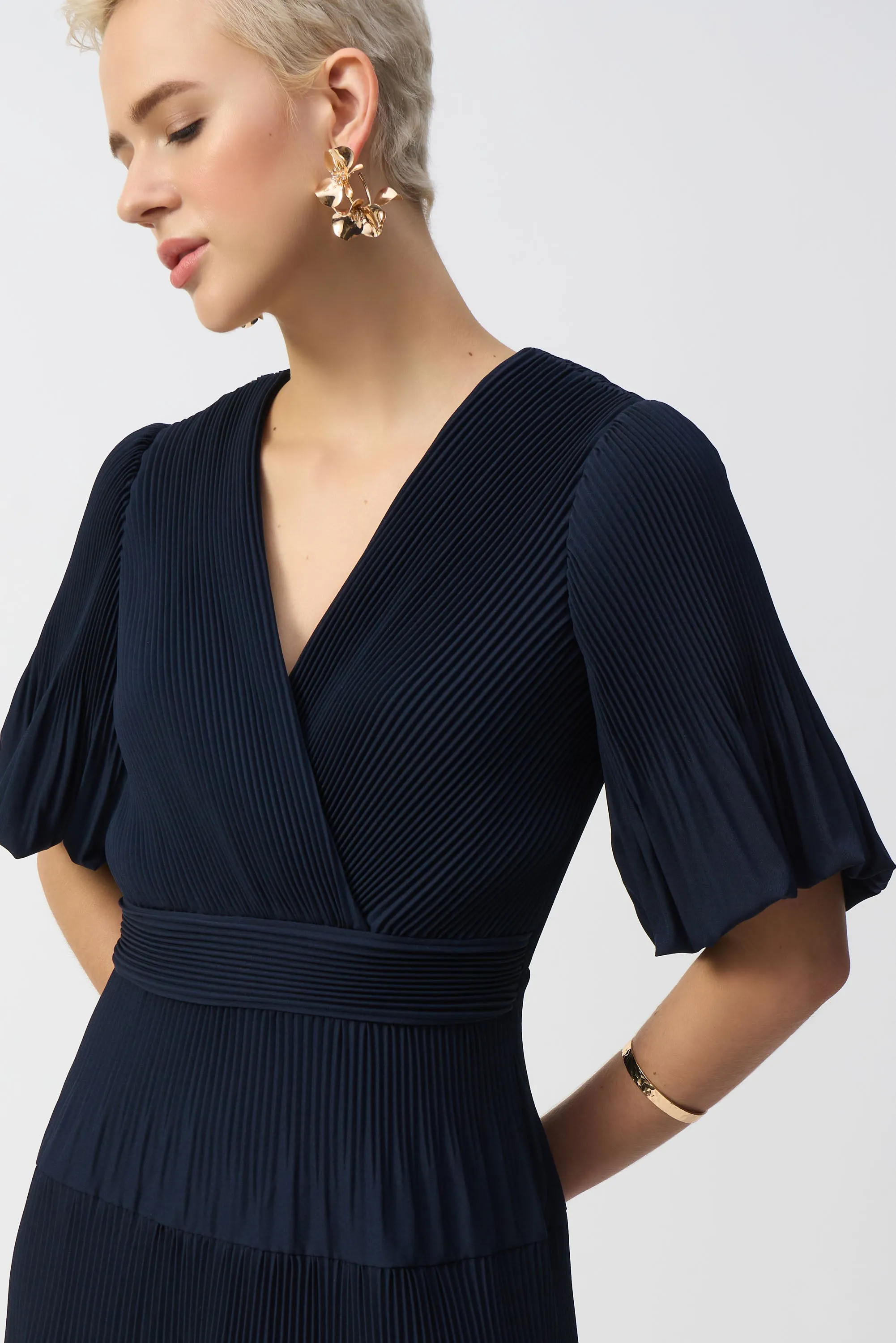 Joseph Ribkoff - 251905 Pleated Puff Sleeve Dress