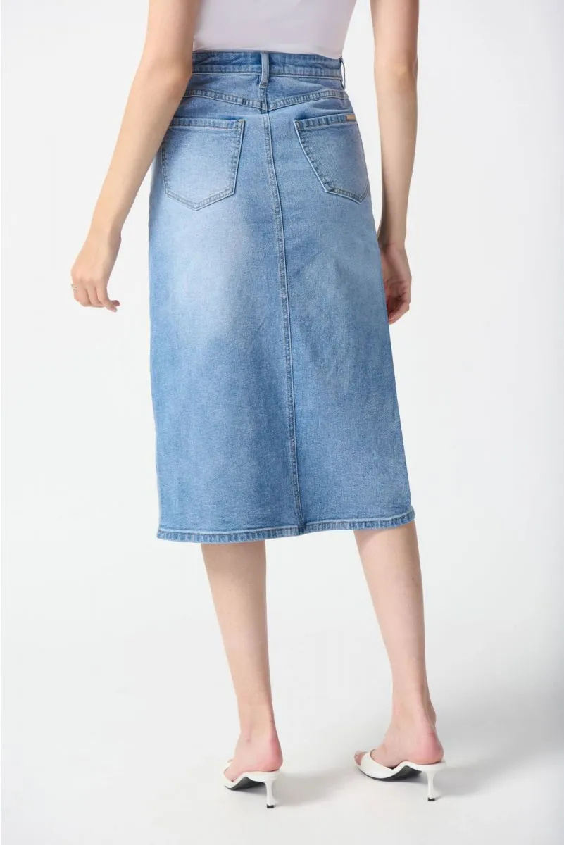 Joseph Ribkoff Light Blue Split Front Denim A-Line Jean Skirt 242919