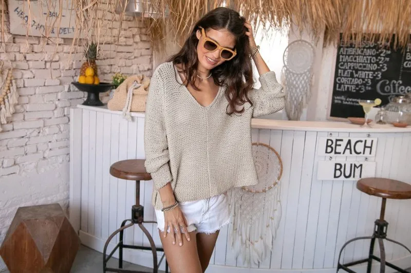 Maui Cotton V-Neck Sweater