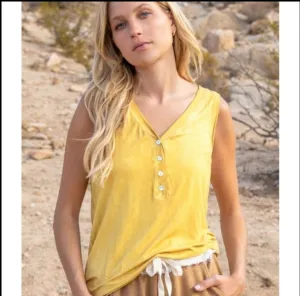 Mineral Washed Henley Tank