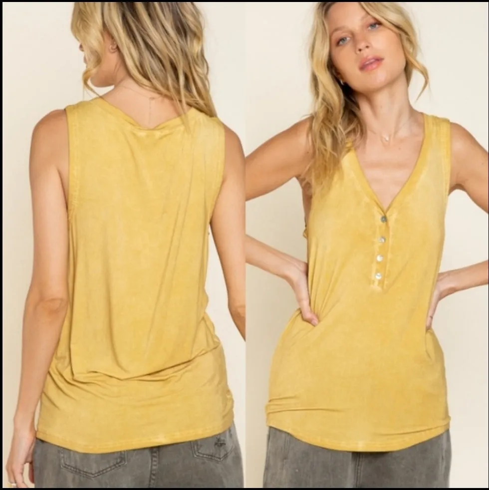 Mineral Washed Henley Tank