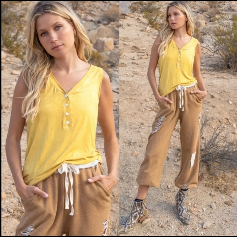 Mineral Washed Henley Tank