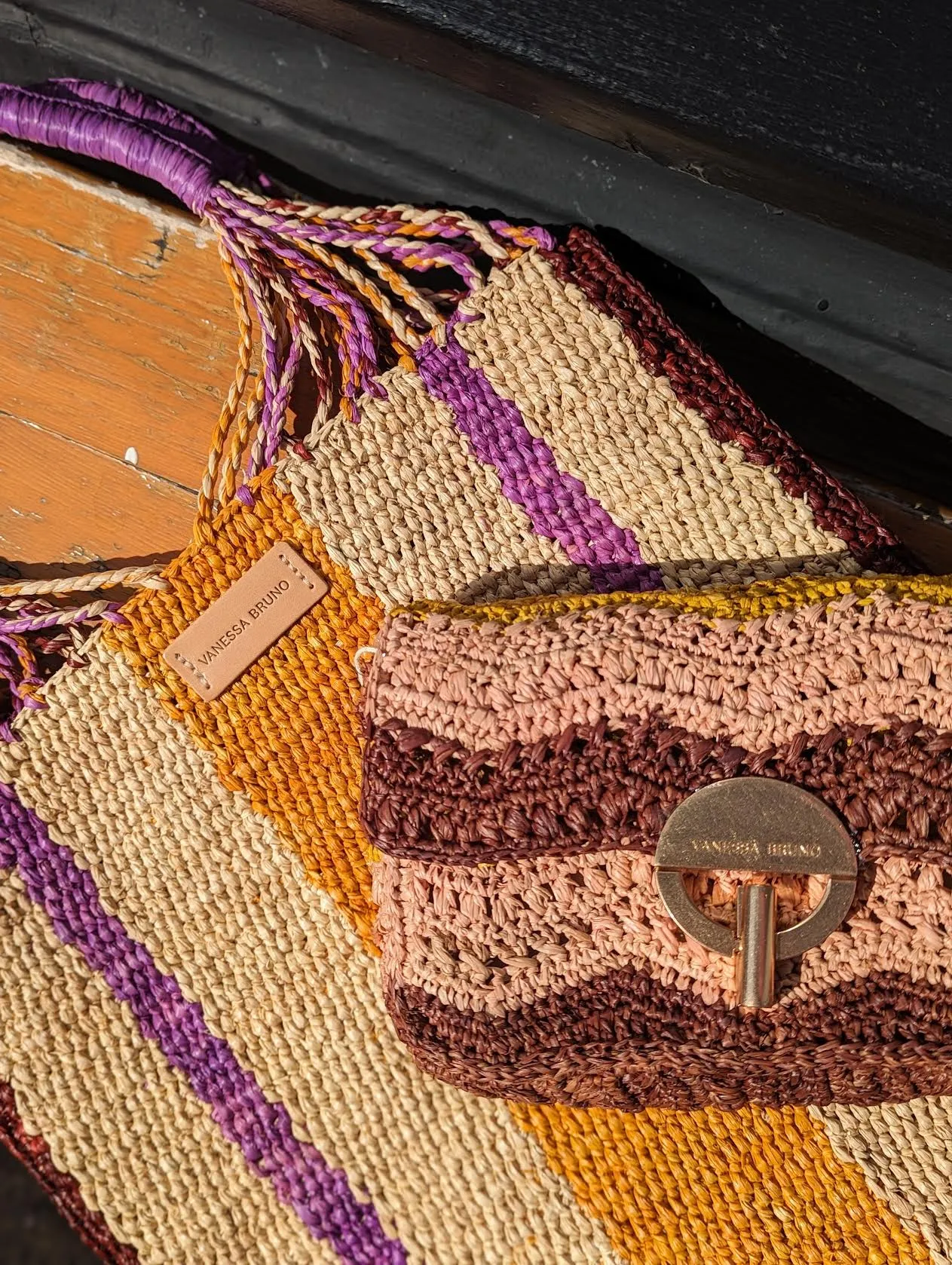 Nano Moon Multi-Coloured Raffia Bag