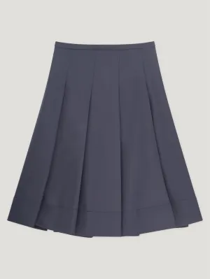 Navy Pleated Skirt Wool