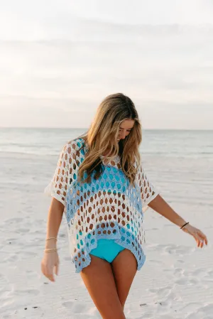 New Mood Crochet Top - Cerulean Blue