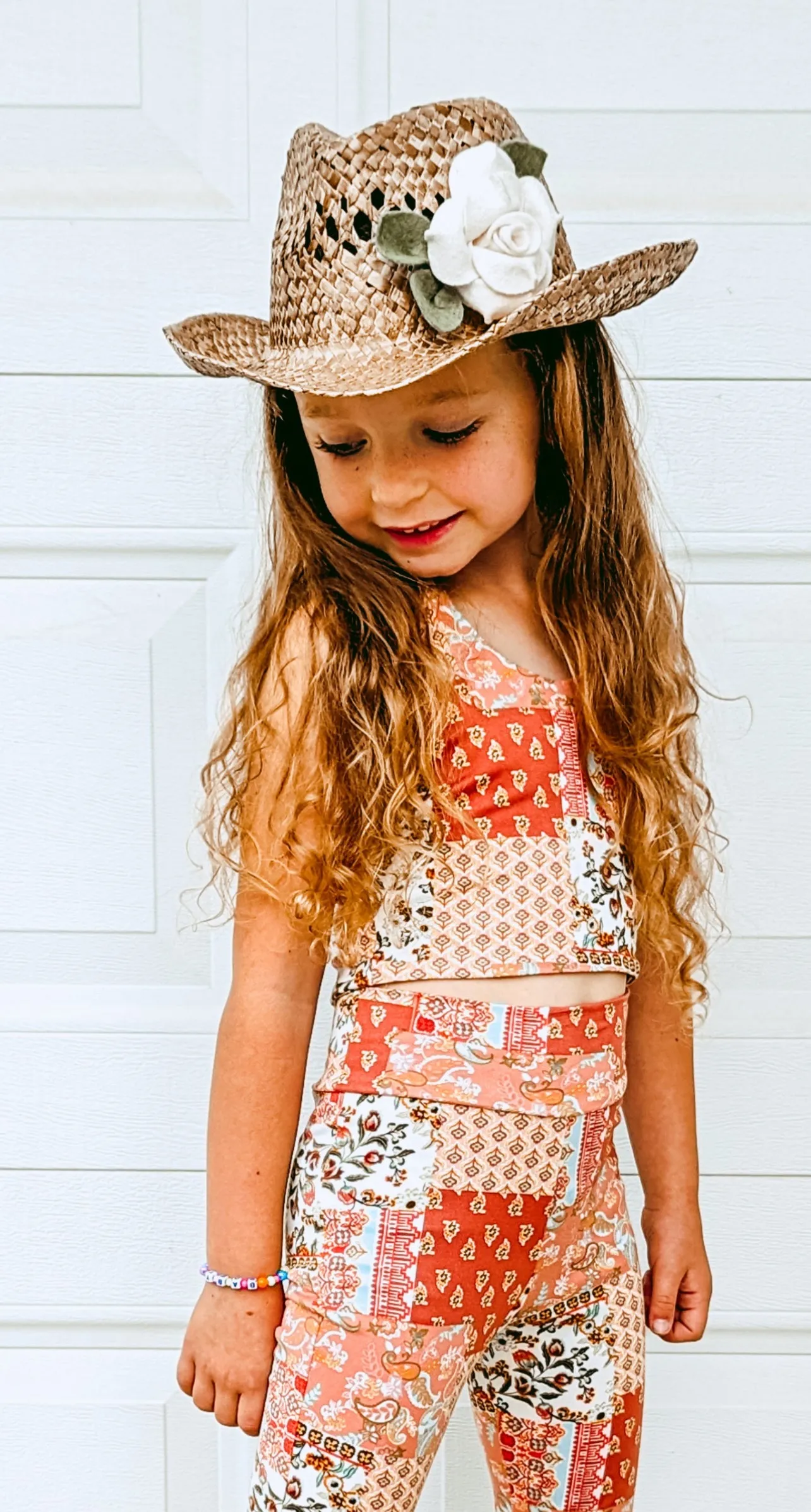 Peachy Patchwork Cowgirl Halter/ Bell Bottom Set