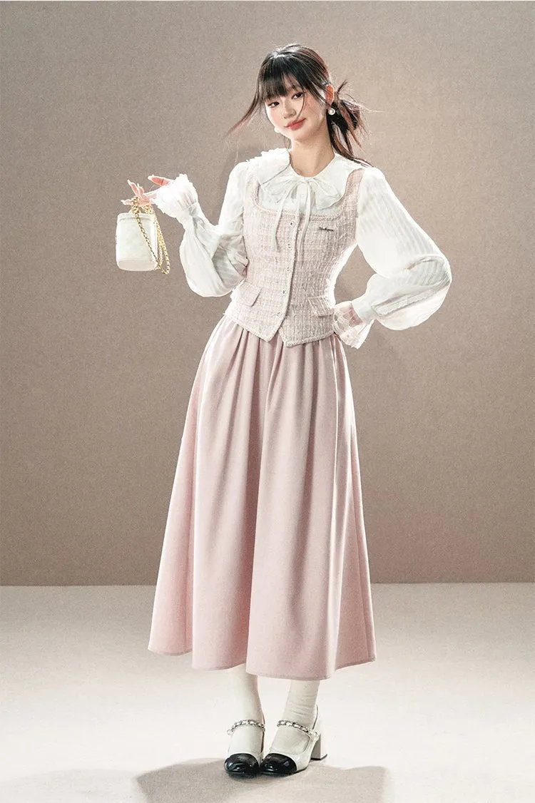 Pleated Midi Swing Skirt